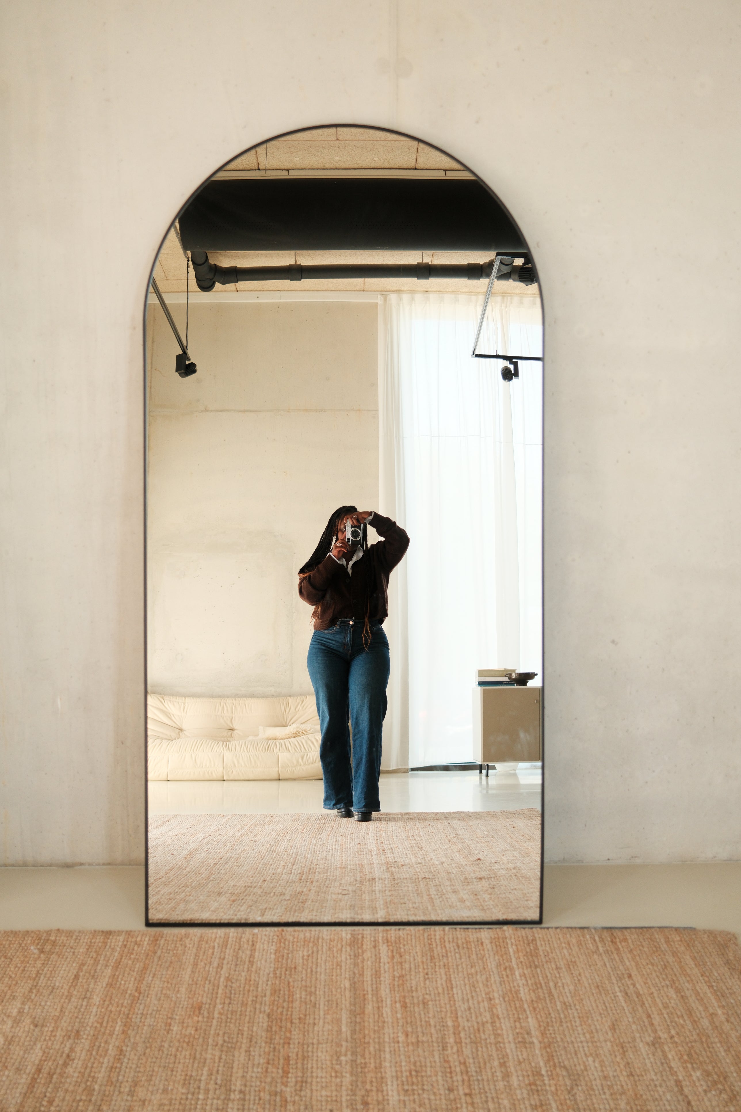 Elara Mirror – 200×100 cm | Arched Full-Length Mirror – Zwart
