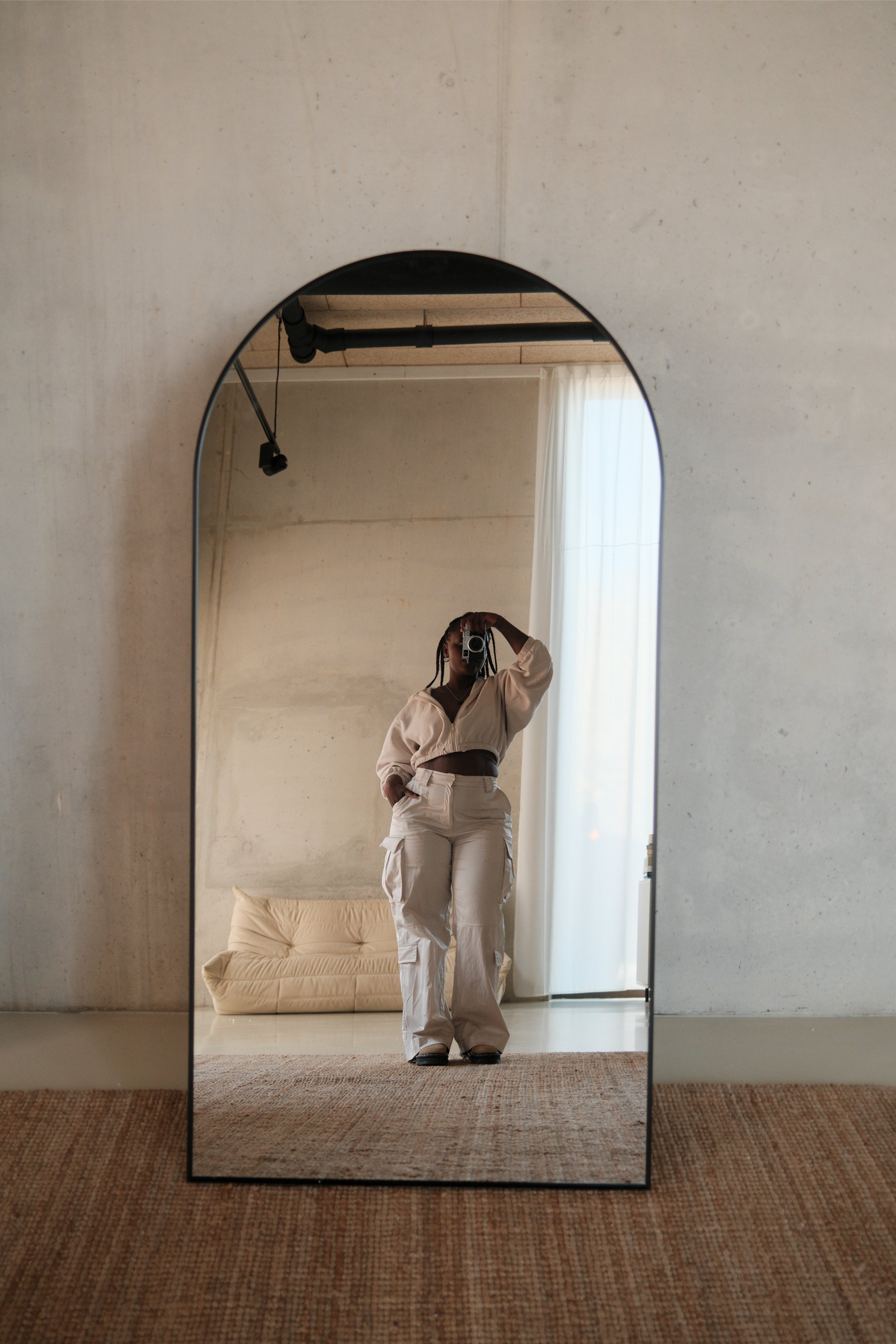 Elara Mirror Compact – 160×80 cm | Arched Full-Length Mirror – Zwart