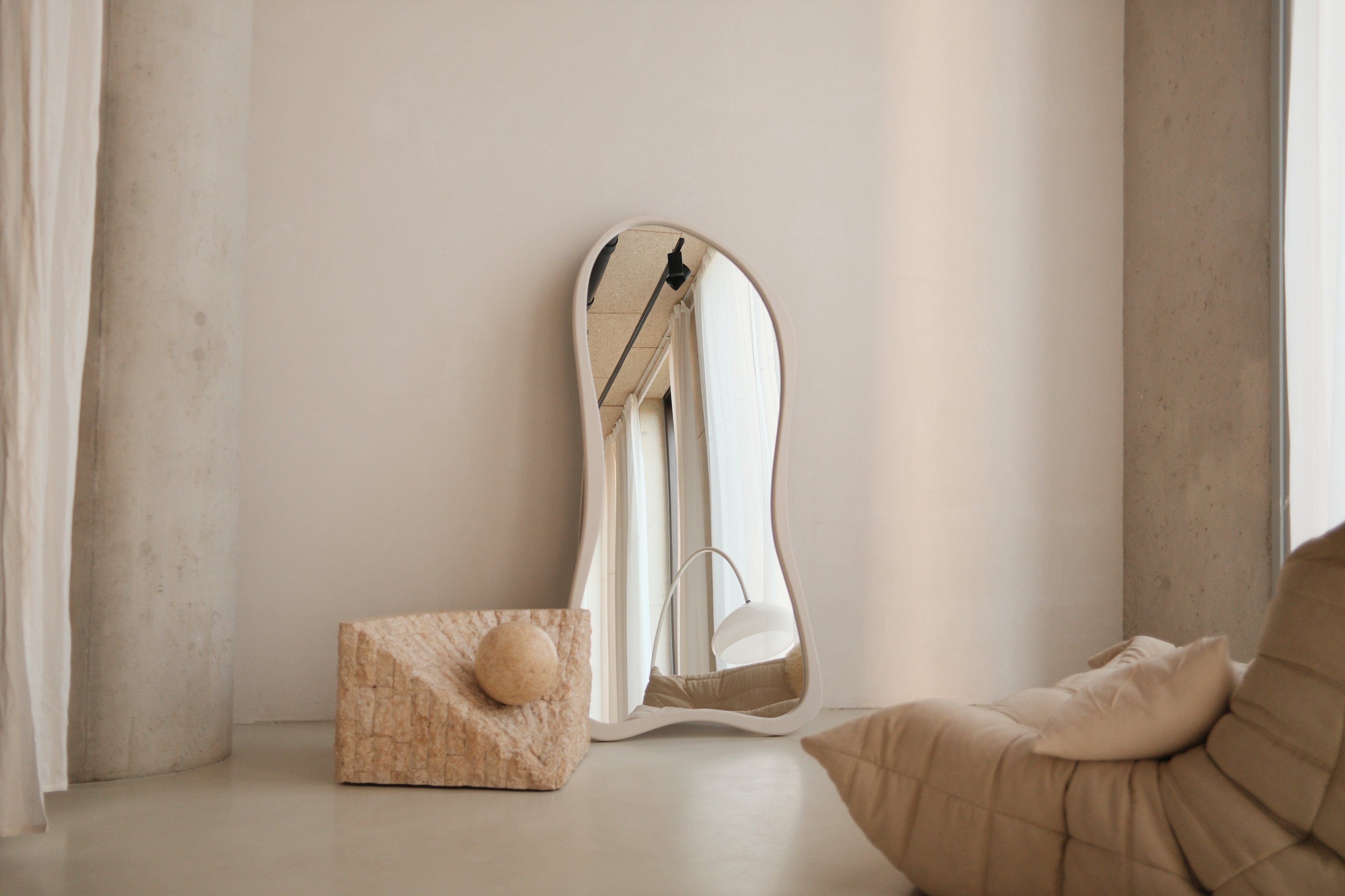 Liora design spiegel Hout – 170×85 cm | Japandi Organisch Full-Length Mirror – Taupe