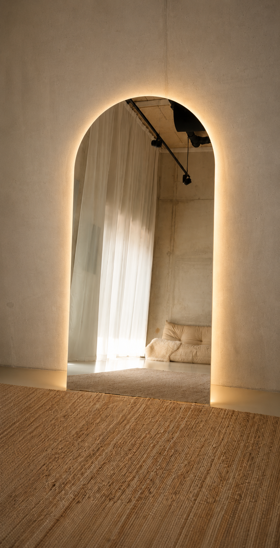 Elara Mirror – 200×100 cm | Arched Full-Length Mirror – Frameless LED
