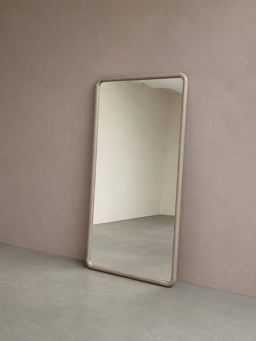 Lara Rechthoekig design spiegel hout – 200×100 cm | Japandi Full-Length Mirror – Taupe