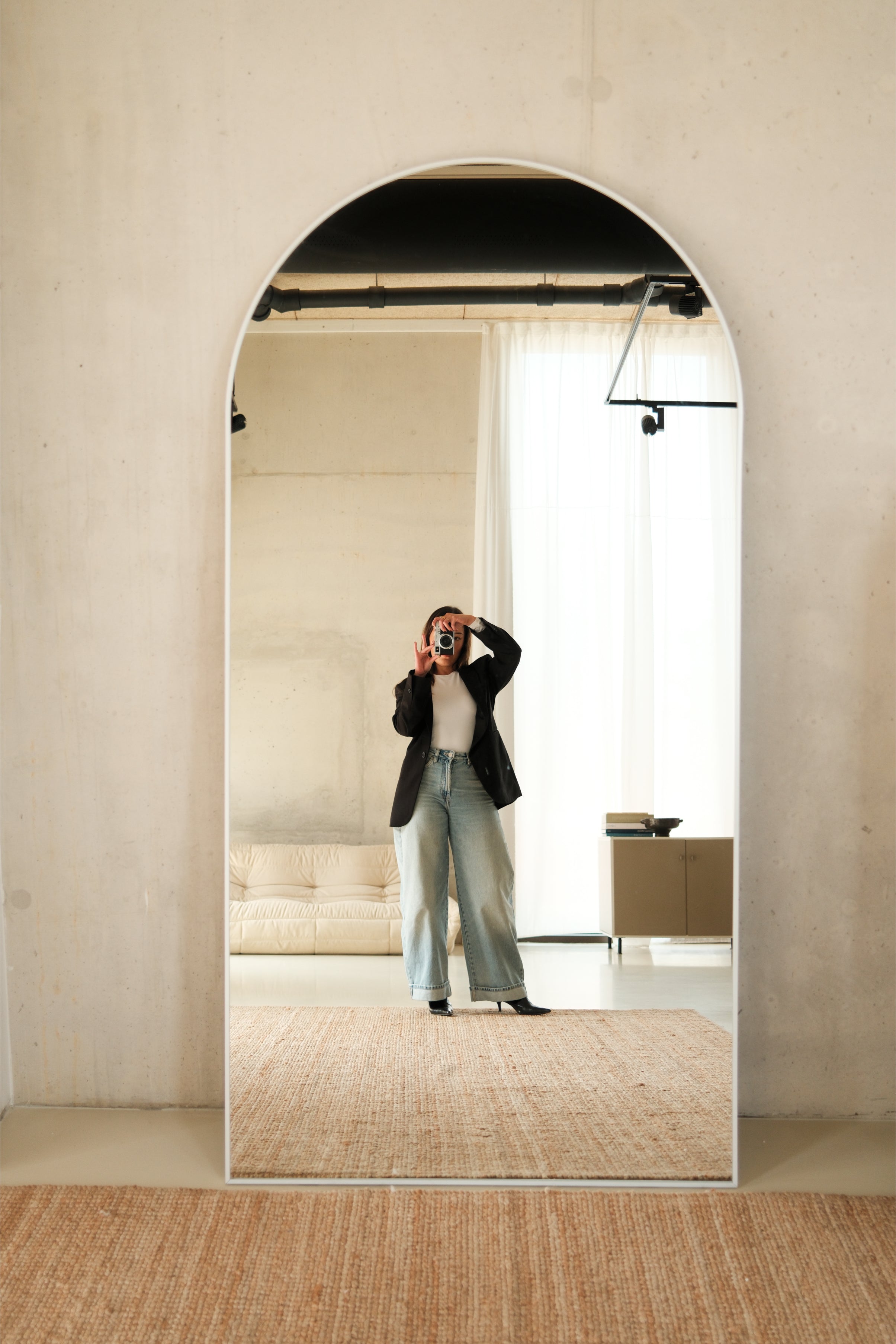 Elara Mirror – 200×100 cm | Arched Full-Length Mirror – Wit