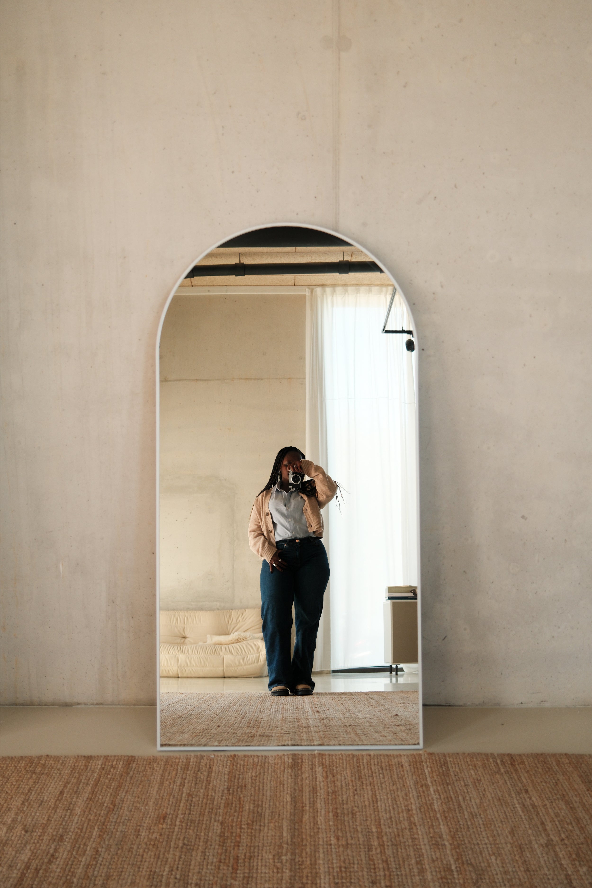 Elara Mirror Compact – 160×80 cm | Arched Full-Length Mirror – Wit