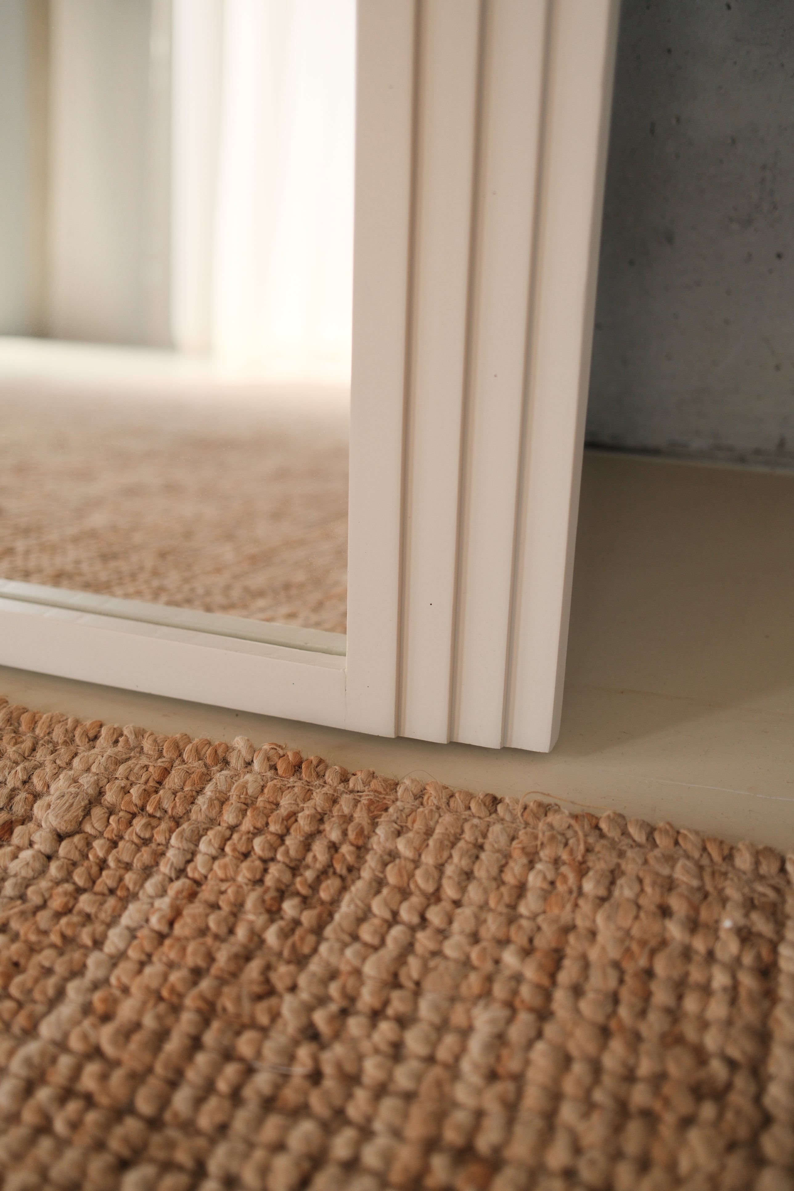 Novi Arch design spiegel hout – 180×110 cm | Japandi beton look Full-Length Mirror – Beige