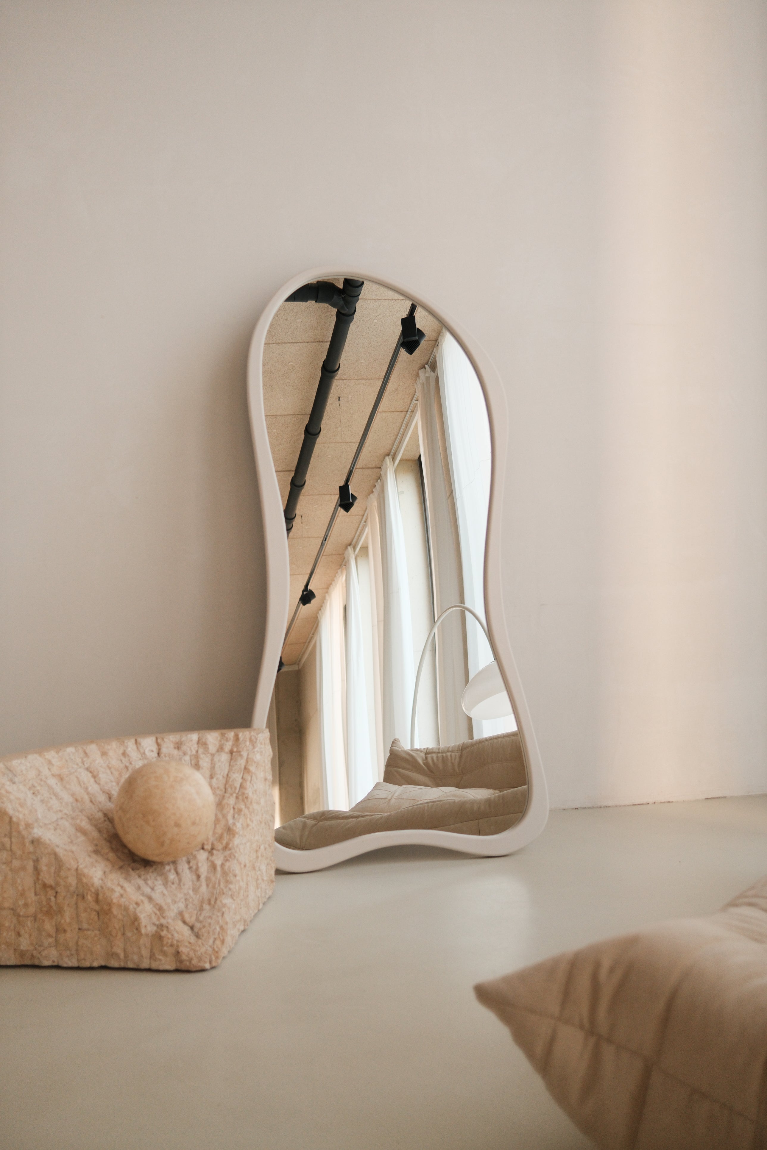 Liora design spiegel Hout – 170×85 cm | Japandi Organisch Full-Length Mirror – Taupe