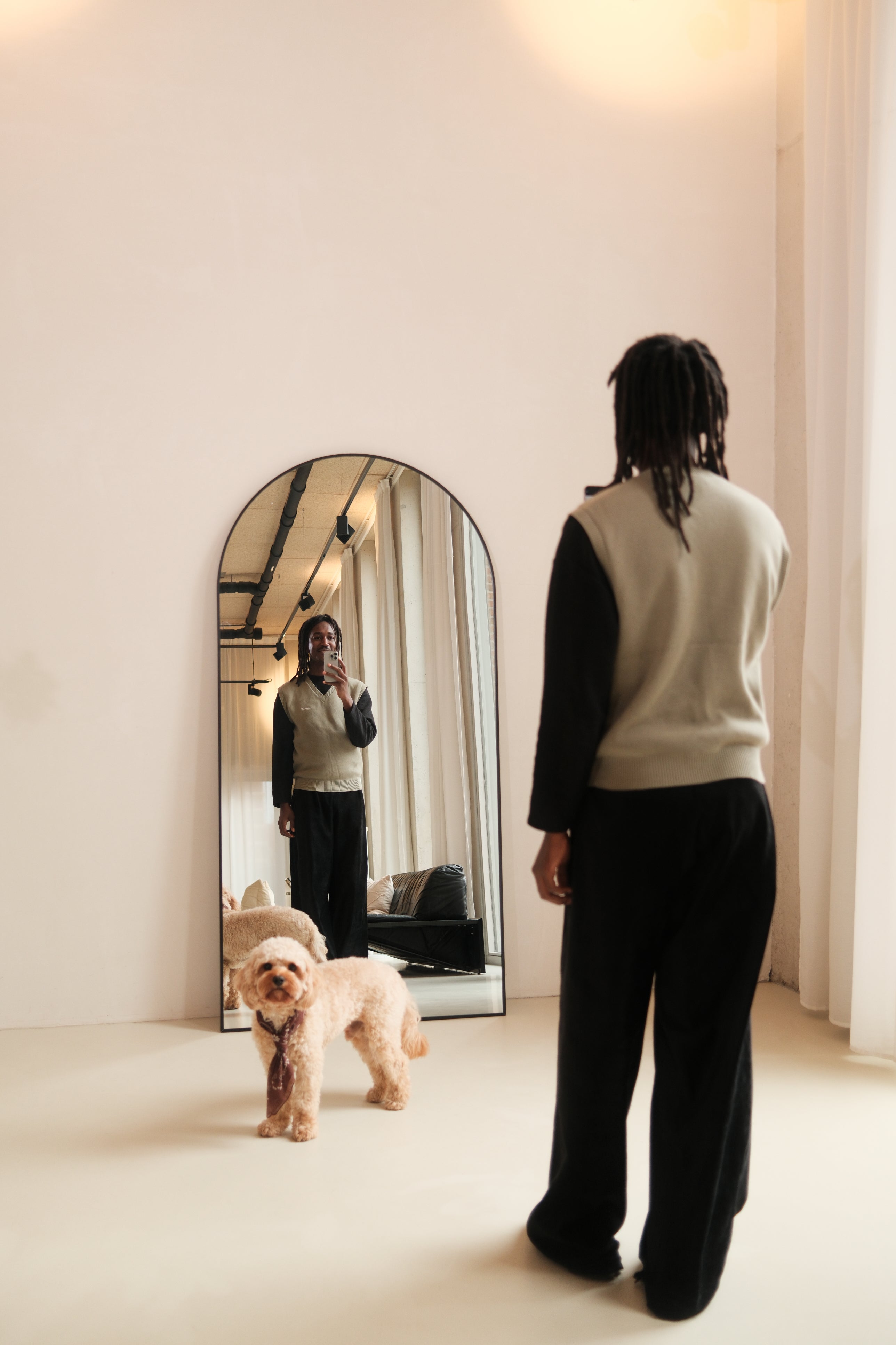 Elara Mirror – 200×100 cm | Arched Full-Length Mirror – Zwart