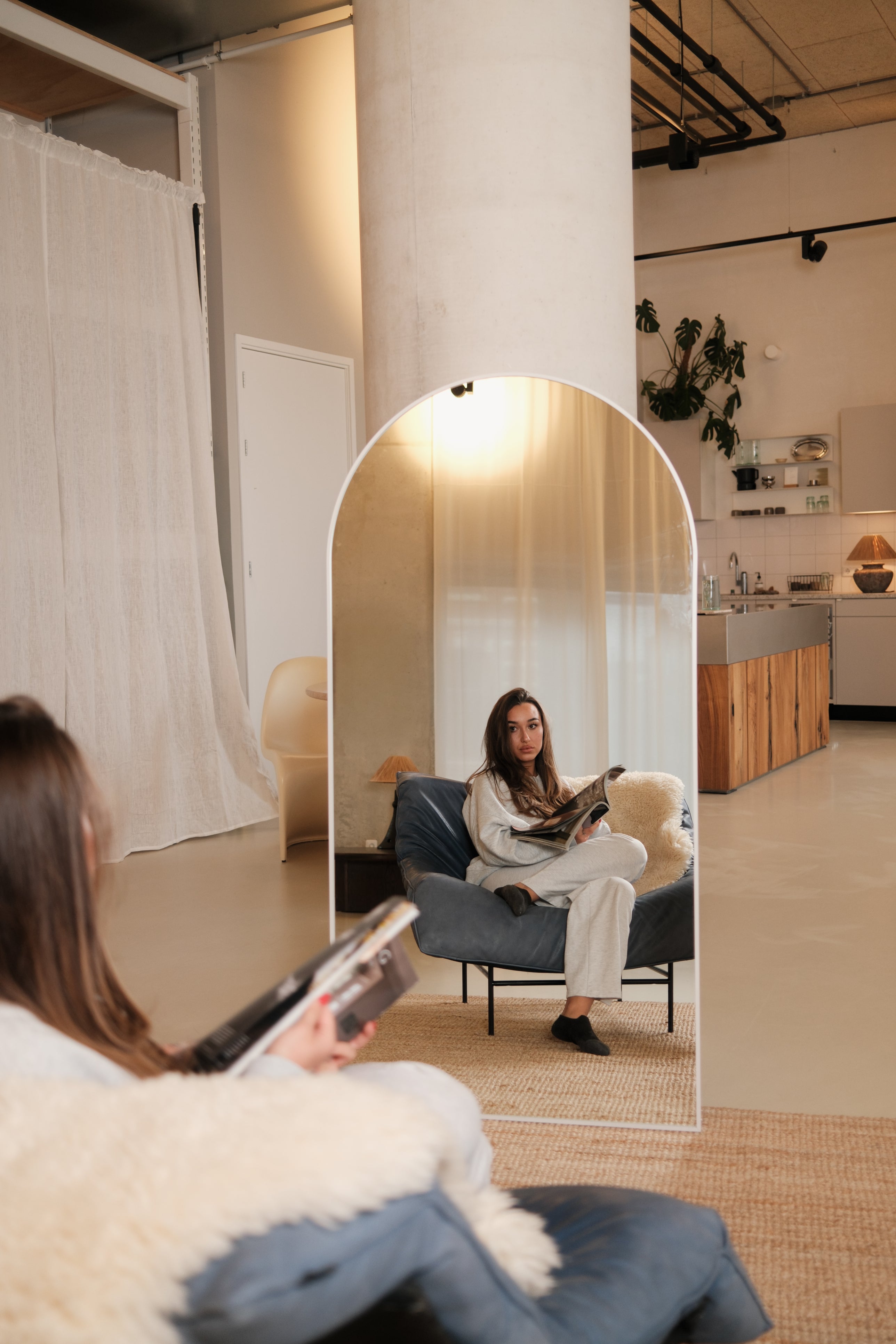 Elara Mirror Compact – 160×80 cm | Arched Full-Length Mirror – Wit
